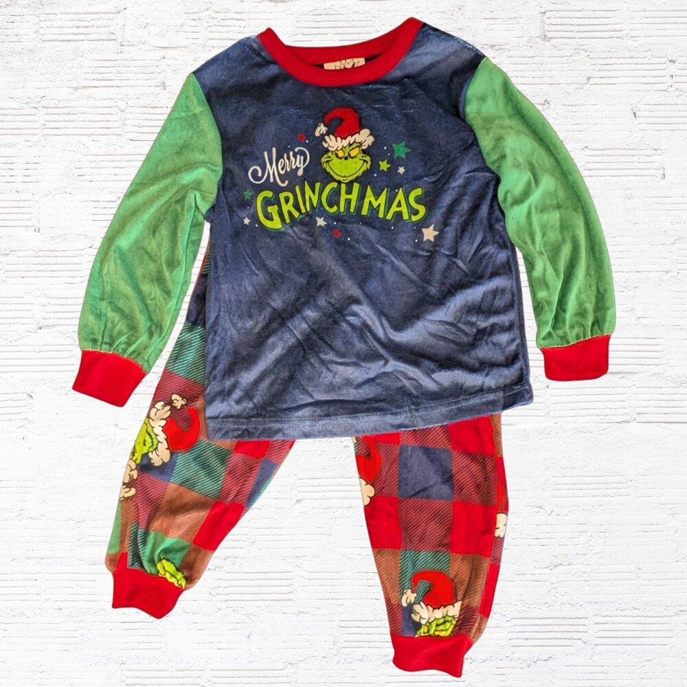 Merry Grinchmas Dr. Seuss The Grinch Top & Bottom Toddler Jammies Size 2T & 3T